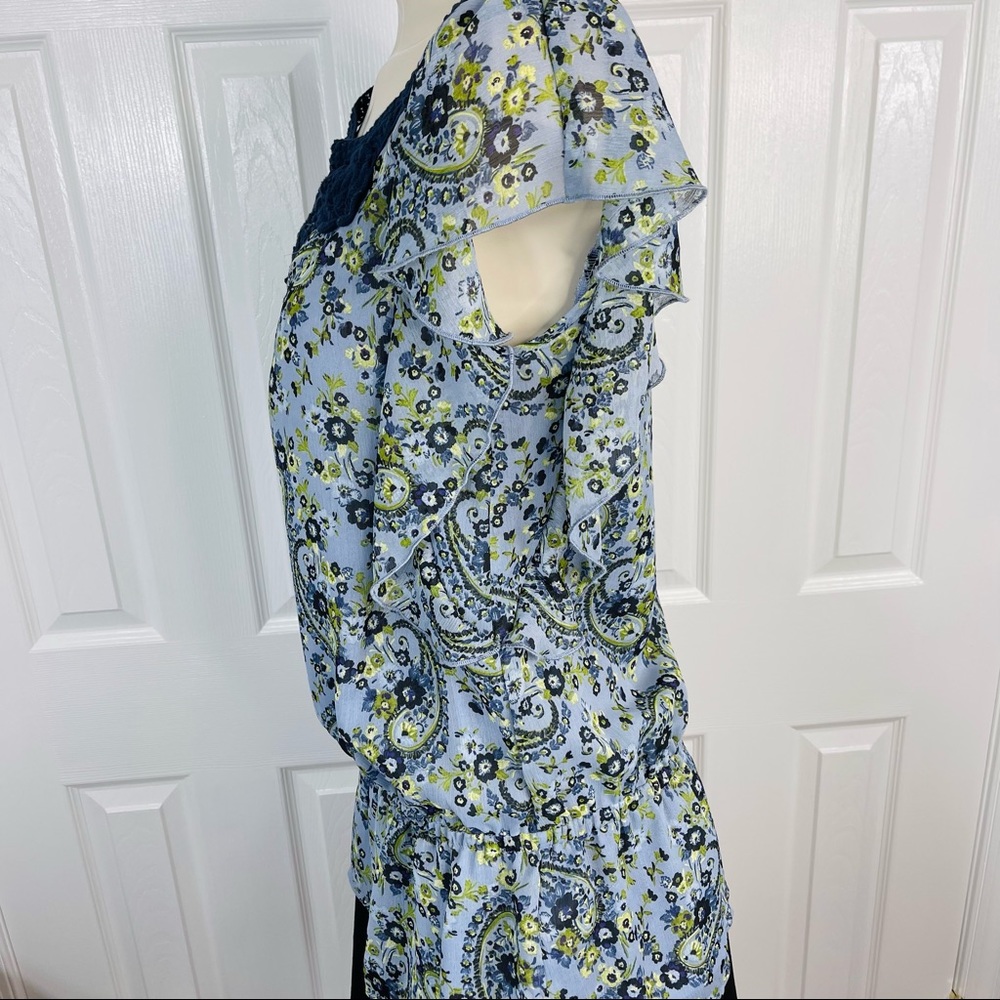 APT 9 top blouse Paisley Flowy artsy Floral boho short sleeveless M - Picture 3 of 9